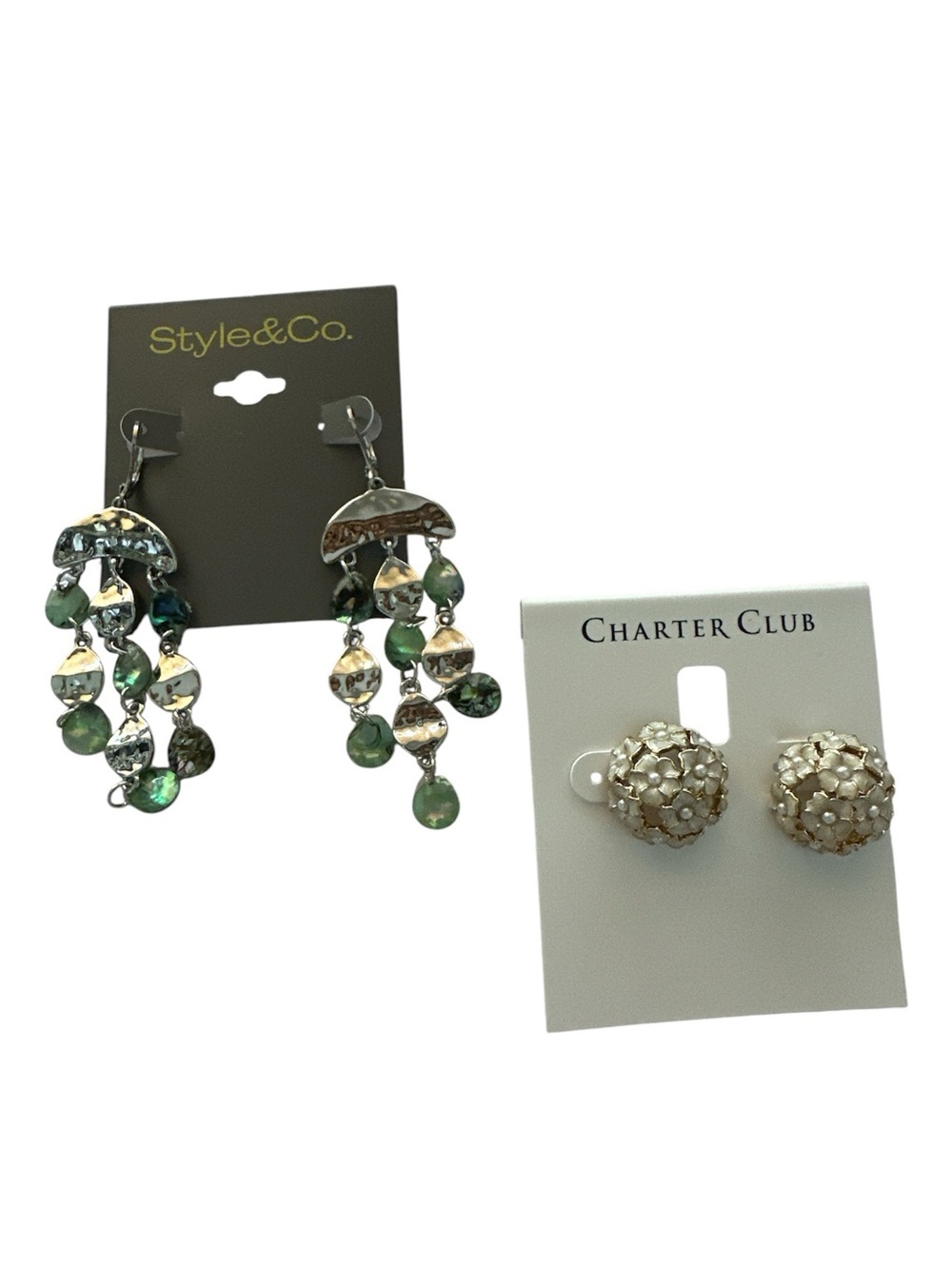 Lot Of 2 Earrings Dangling And Dome Silver And Goldtone Casual Daily Fashion